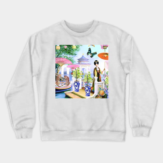 Lemon tree chinoiserie garden Crewneck Sweatshirt by SophieClimaArt